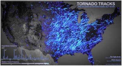 Over 50 years of tornadoes across the United States